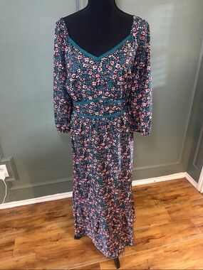 BloomChic Floral Maxi Dress in Pink and Teal